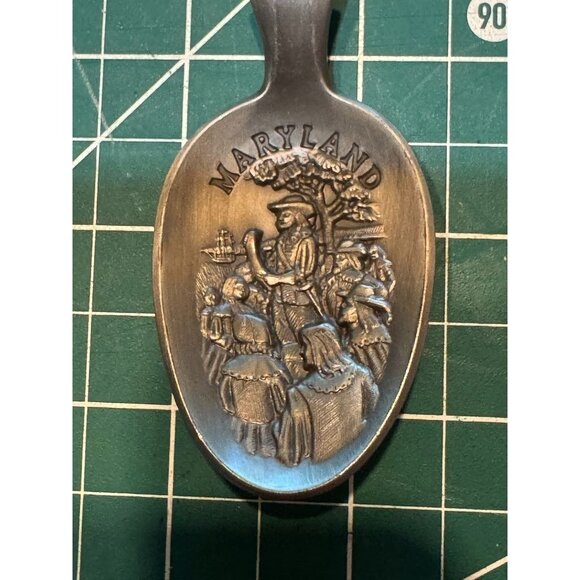 Franklin Mint Set Of 6 Pewter State Souvenir Spoons Featuring Colonial Scenes 19 - Picture 5 of 15